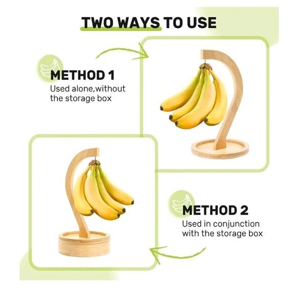 Banana Hanger, Bamboo Banana Holder with Snack Box, Banana Stand Kitchen - Picture 6 of 6
